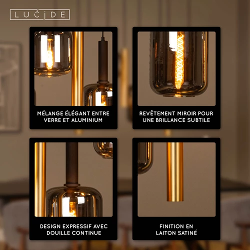 Lucide JOANET - Suspension - 6xE27 - Laiton - USP